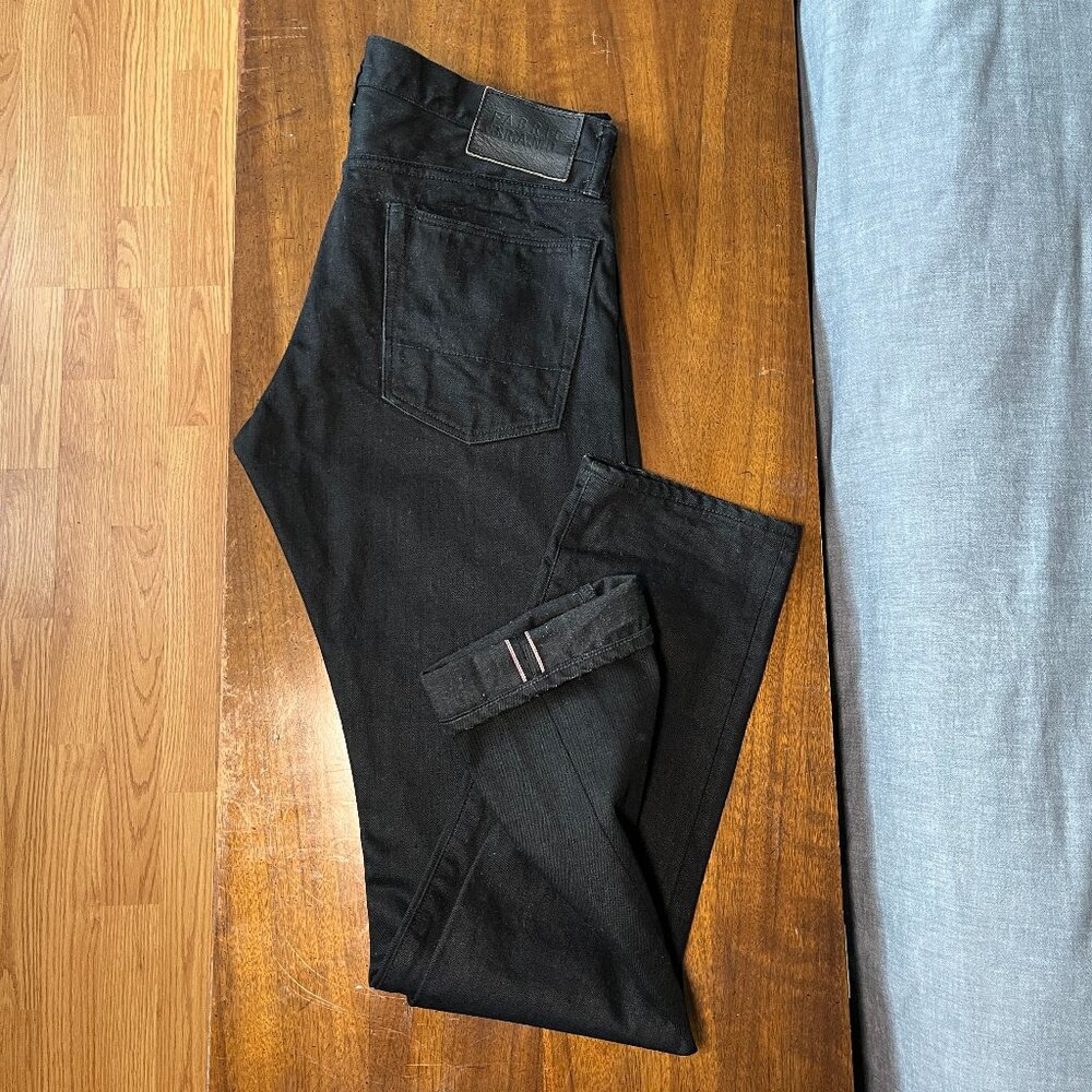 Fabric Brand & Co. "Zack"  Black Japanese  Selvedge Denim Slim Fit Jeans 32 x 34